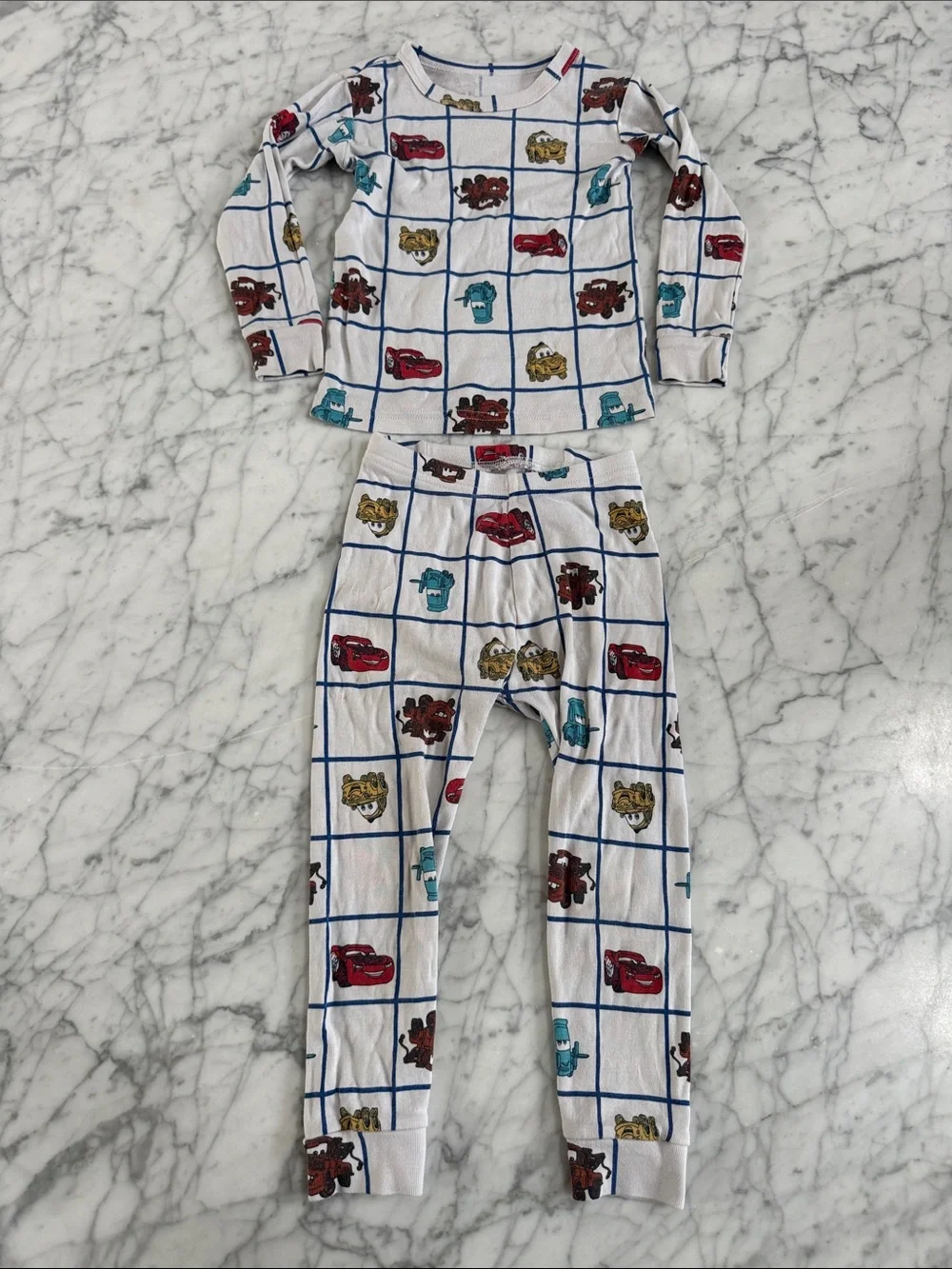 Kids Disney Cars Sz 3T Grid Print Pajama Set Gap Organic Cotton
